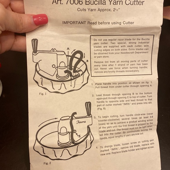 Vintage Bucilla Yarn Cutter For Latch Rugs & Pillows Original Box German made - Picture 6 of 7